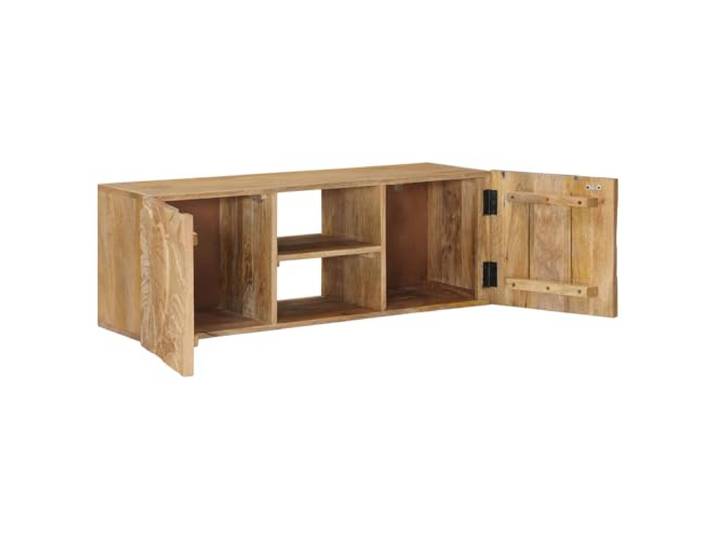 GPUTYGHN Wand-TV-Schrank aus Mangoholz 100x30x35 cm Massivholz, Kabelmanagement, Offene Regale, Wandmontiert, Für Wohnzimmer Media