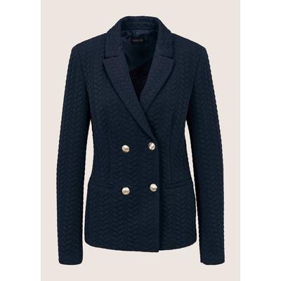 Jackenblazer MADELEINE "Blazer Zweireihiger Blazer im maritimen Stil", Damen, Gr. 38, blau (marine), Modern, regular fit, V-Ausschnitt, Blazer