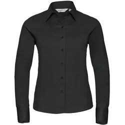 Russell Collection Klassische Twill Bluse  Langarm, black, 2XL