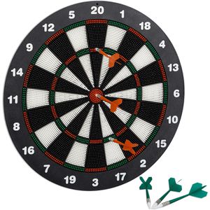 Relaxdays Dartscheibe 10021463, aus Kunststoff, mit 6 Dartpfeilen, für Softdarts