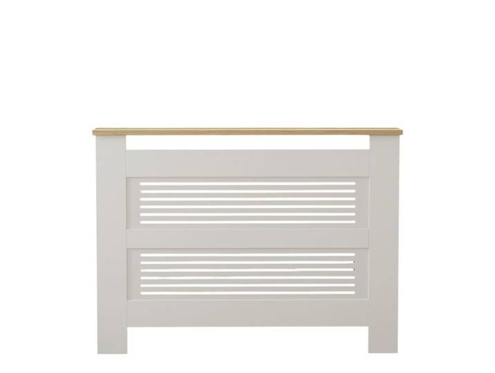 Meuble cache radiateur l112 cm - chêne et blanc