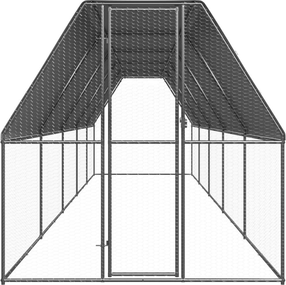 vidaXL Outdoor-Hühnerkäfig 2x10x2 m Verzinkter Stahl