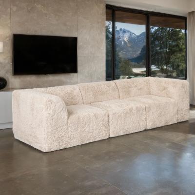 Contemporary Faux Fur Modular Sofa with Corner Wedge Seating by GDFStudio
