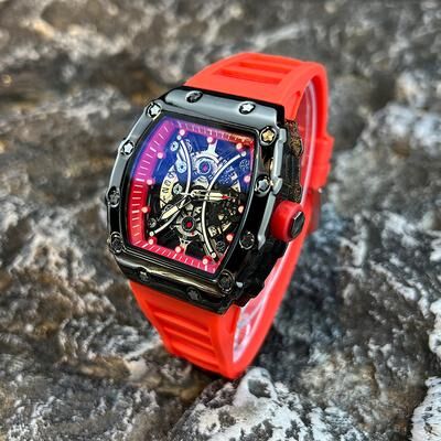 Fashion Sheath Luxury Mens Wine Barrel Watch With Luminous Dial And Calendar Sports Design red1