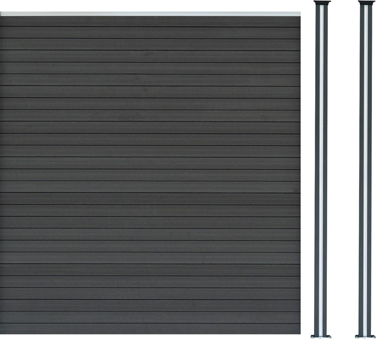 Monster Shop WPC privacy schuttingpaneel en LED schuttingpalen - Grijs
