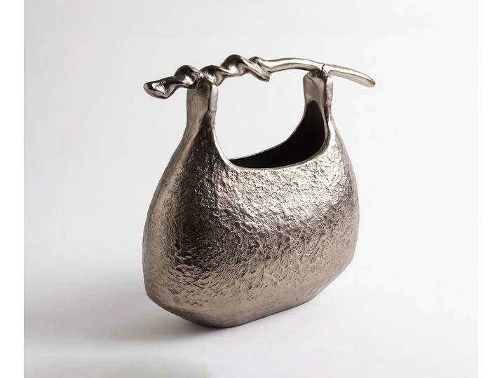 Vase Ramea B43 x T17 x H35 cm Aluminium Mokka Bronze Gegossen, Wohnaccessoires