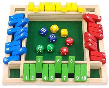 Youfap Market Shut The Box Wooden Dice Board Game, 4 Players, Pub Bar Party Supplies, Family Entertainment Game colorful