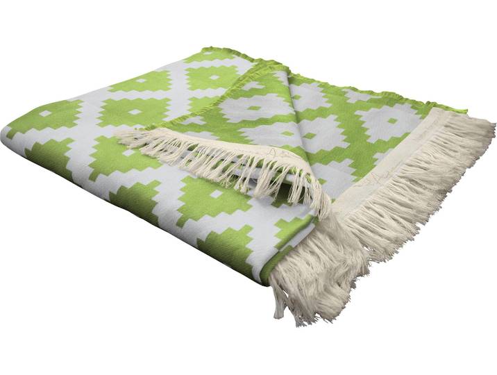 Wohndecke ADAM Maroccan Shiraz , grün (hellgrün), B:145cm L:190cm, Baumwolle, Wohndecken, Wohndecke, mit aufregendem Muster, Kuscheldecke