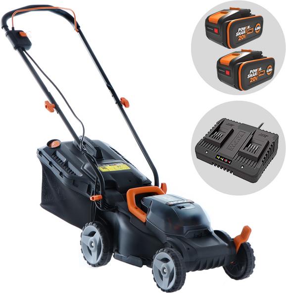 Worx WG779E.1 Tondeuse à gazon électrique à batterie - 2X20V 4 Ah