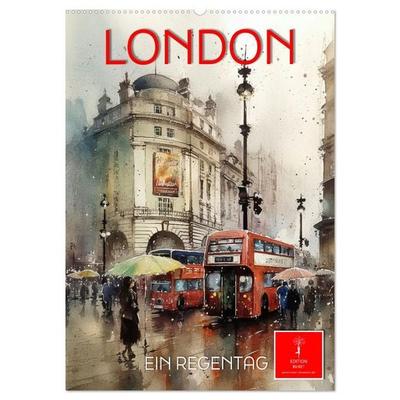 London - ein Regentag (Wandkalender 2026 DIN A2 hoch), CALVENDO Monatskalender