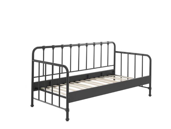 58 aufm Kessel Bettgestell Metallbett Kay 97x206x110 Einzelbett avantgarde Metall Schwarz matt (inkl. Versand, Lieferung bis Verwendungsstelle), Liegefläche 90x200, modernes Bett mit Rohrrahmen und trendiger Optik