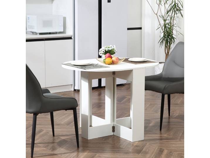 HOMCOM Table Pliable Bois Blanc Cuisine/Salon