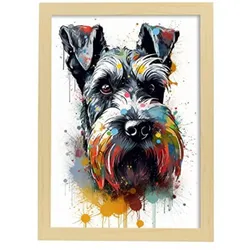 POSTER Schnauzer & Elvis A4 Rahmen Aus Hellem Holz