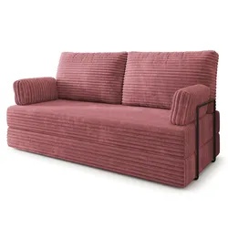 BETTSOFA SILAR aus Schaumstoff Kordstoff Rosa Schlaffunktion