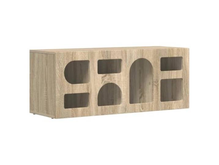TV-Möbel, rechteckig, modern, praktisch, mit Aufbewahrung, 100 x 35 x 40 cm, aus Eichenholz, Sonoma 02_0054757