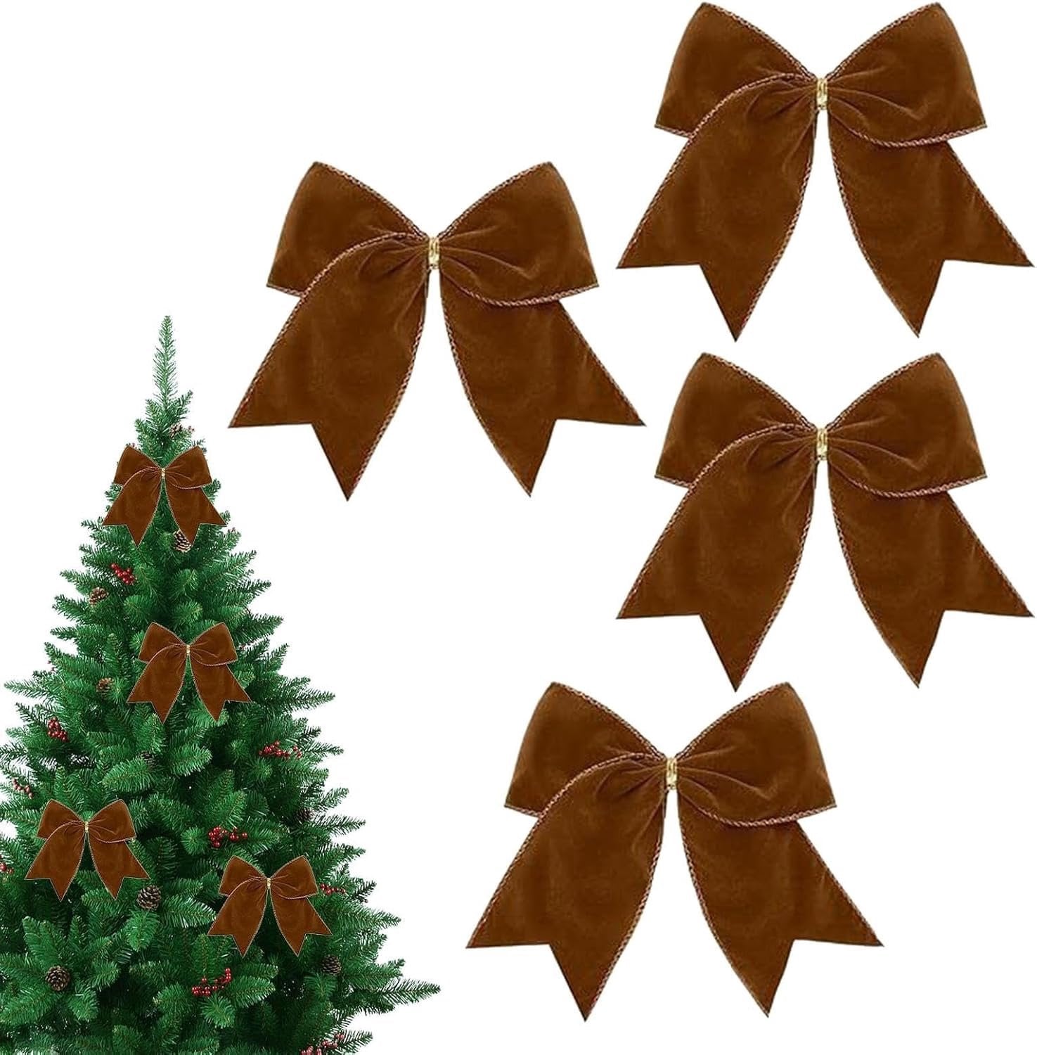 Set van 4 fluwelen kerstkonijnen voor seizoensdecoratie
