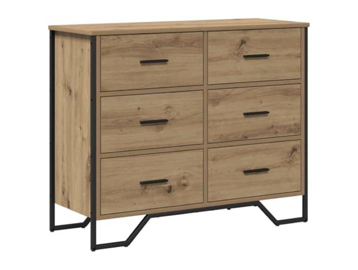 RJPLMFV Kommode mit 6 Schubladen, Holz, 91 x 35,5 x 74,5 cm, Eiche Modernes Design, vertikaler Aufbewahrungsschrank, Holz, ausziehbare Schubladen, für Schlafzimmer oder Wohnzimmer