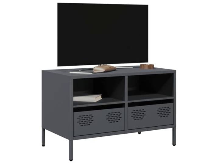 Xolmizyn TV-Schrank, Mediamöbel aus kaltgewalztem Stahl, Anthrazit Industrie-Design, Mit Schubladen & Fächern, Verstellbare Stellfüße