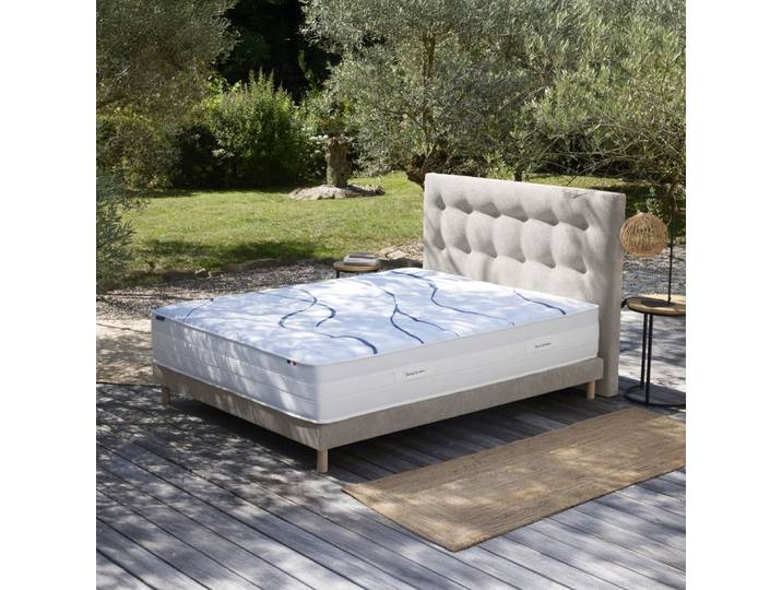 Ensemble sommier tête de lit eden crème couleur crème 2x80 x 200