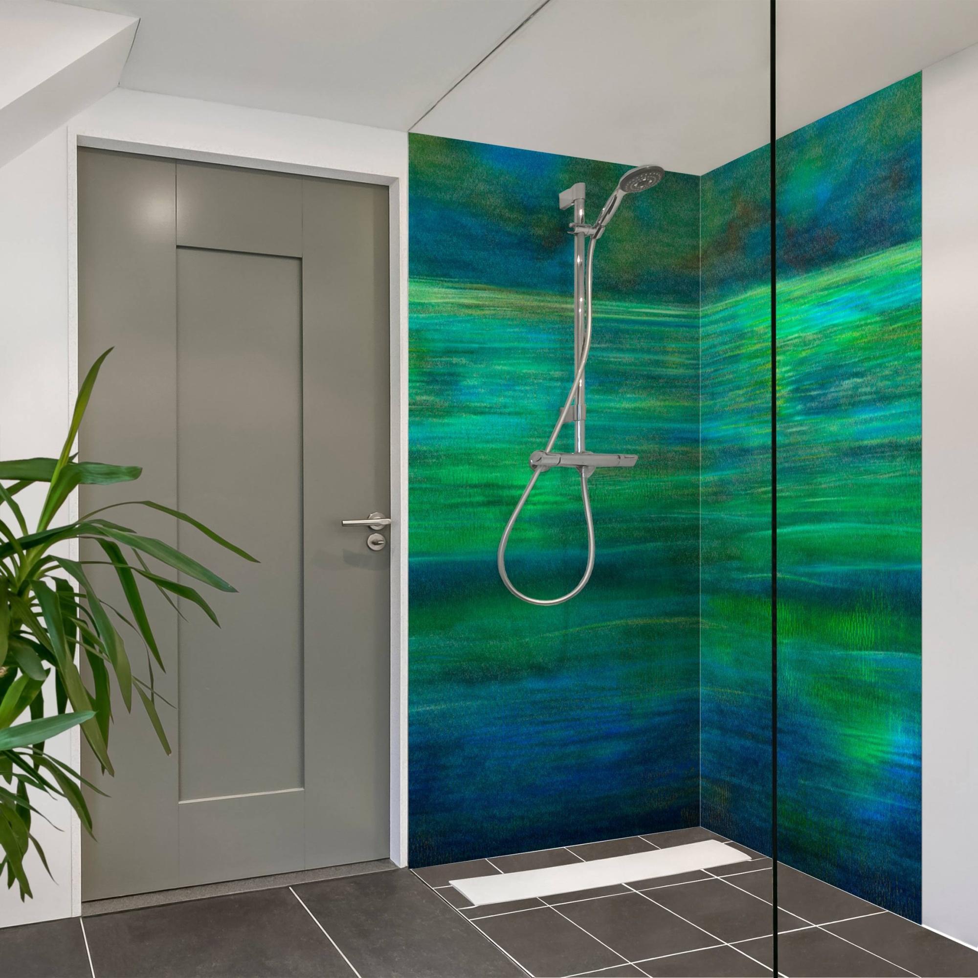 Duschrückwand originell selbstklebend - 0.35 mm Wandpaneel wasserfest Design grün Badrückwand fugenlos Smart matt 110x210 cm