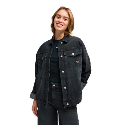 Jeansjacke ROXY "Salty Horizon", Damen, Gr. XL, schwarz (midnight vintage), Obermaterial: 100% Baumwolle., Jacken Jeansjacke