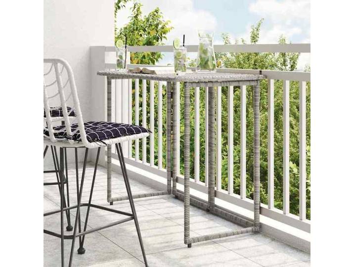 NEW 2026  Table de balcon - 1 pc - look élégant - pliante gris 90x51x75 cm polyrotin L1362