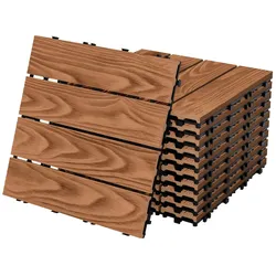 ML-Design ECD Germany – WPC Terrassenfliesen – 30x30 cm Hellbraun 5m2 | Klickfliesen Holzoptik für Balkon & Terrasse