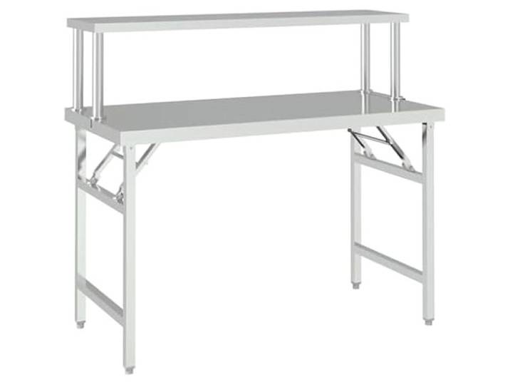 Table de Cuisine - VIDAXL - 120x60x115 cm - Acier Inoxydable - Pliable - Etagère Intégrée