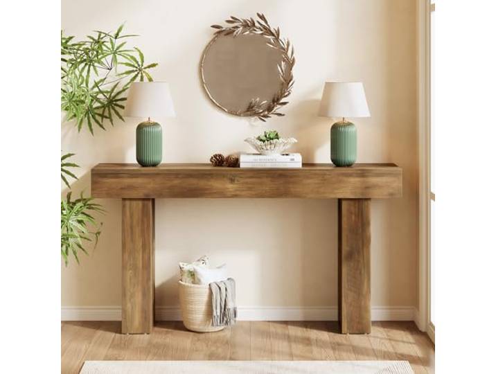 LITTLE TREE 63-Zoll-Schmaler Konsolentisch, moderner Sofatisch für den Flur, Eingangstisch für Wohnzimmer, Schlafzimmer, Home Office, Holzfarbe