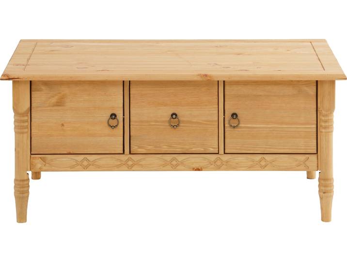Couchtisch GOODPRODUCT Indra , beige (natur), B:100cm H:45cm T:60cm, Tische, Couchtisch, aus massiver Kiefer, FSC, mit Stauraum, dezentes Ornament