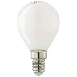 SIGOR LED Filamentlampe KUGEL, 230V, Ø 4.5cm / L 8cm, E14, 4.5W 2700K 400lm 300°, dimmbar, opal schattenfrei SIG-6141101