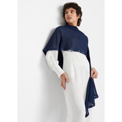 Schal BONPRIX "Poncho-Schal", Damen, blau (dunkelblau), Web, Kunstfaser, Modetücher Schal, leicht durchscheinend, lässiger Überwurf, Poncho-Schal, Stola