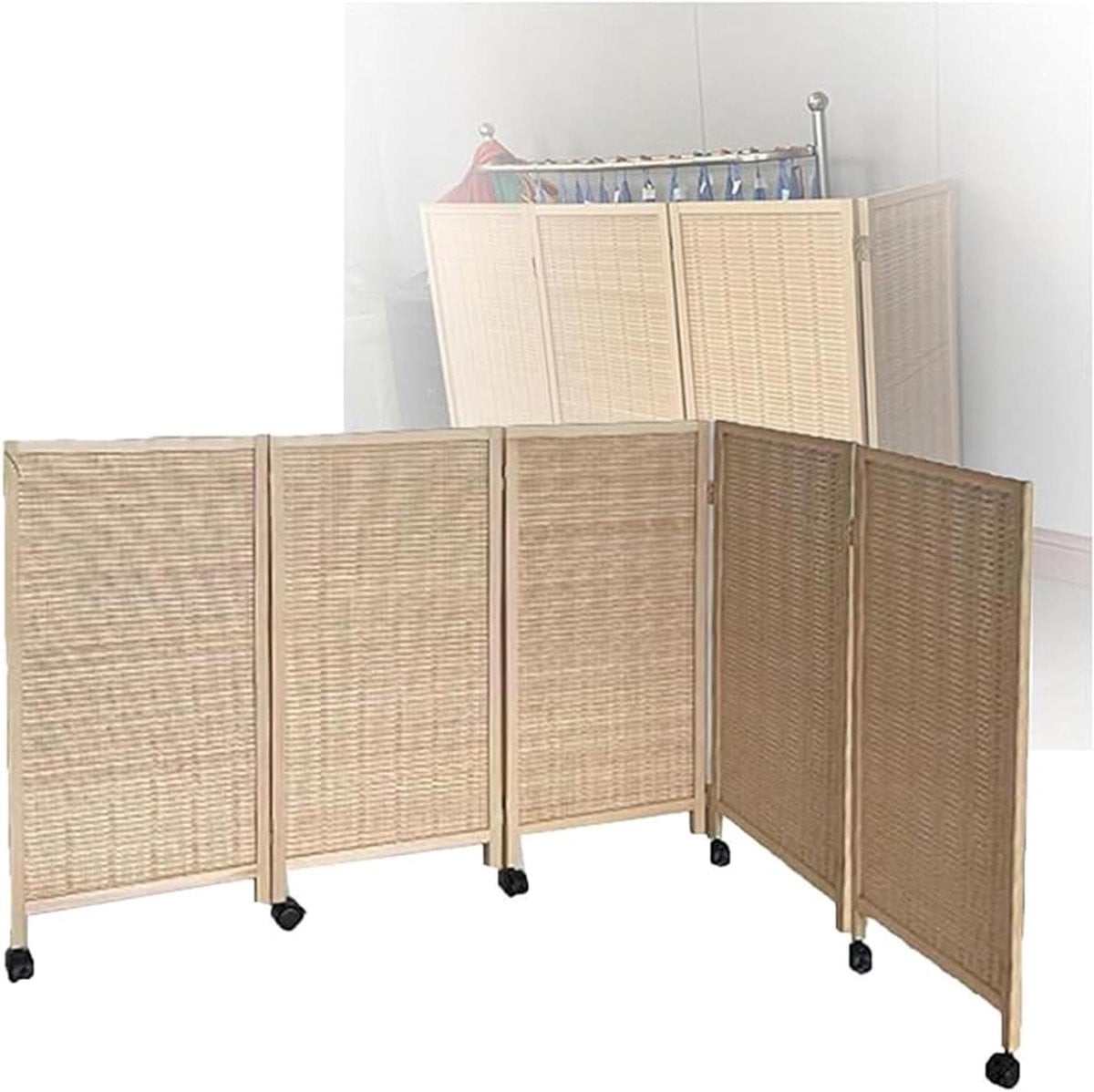 Opvouwbare Kamerverdeler - Vrijstaande Scheidingswand van Handgeweven Bamboe - Bruin - 120 x 40 cm
