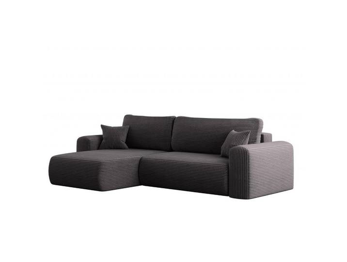 Kaiser Möbel Ecksofa Mit Schlaffunktion und Stauraum für Bettzeug Capri Stoff Poso Dunkelgrau Links, L-Form,L-Form, 272x145 cm, Wohnzimmer, Sofas & Couches, Wohnlandschaften, Ecksofas