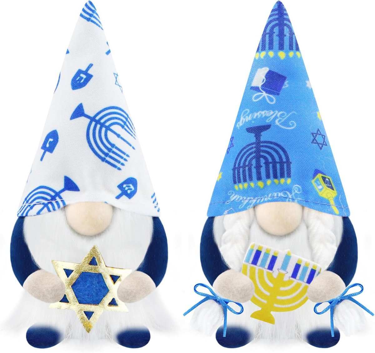 Set van 2 handgemaakte Scandinavische gnomes voor Hanukkah decoratie