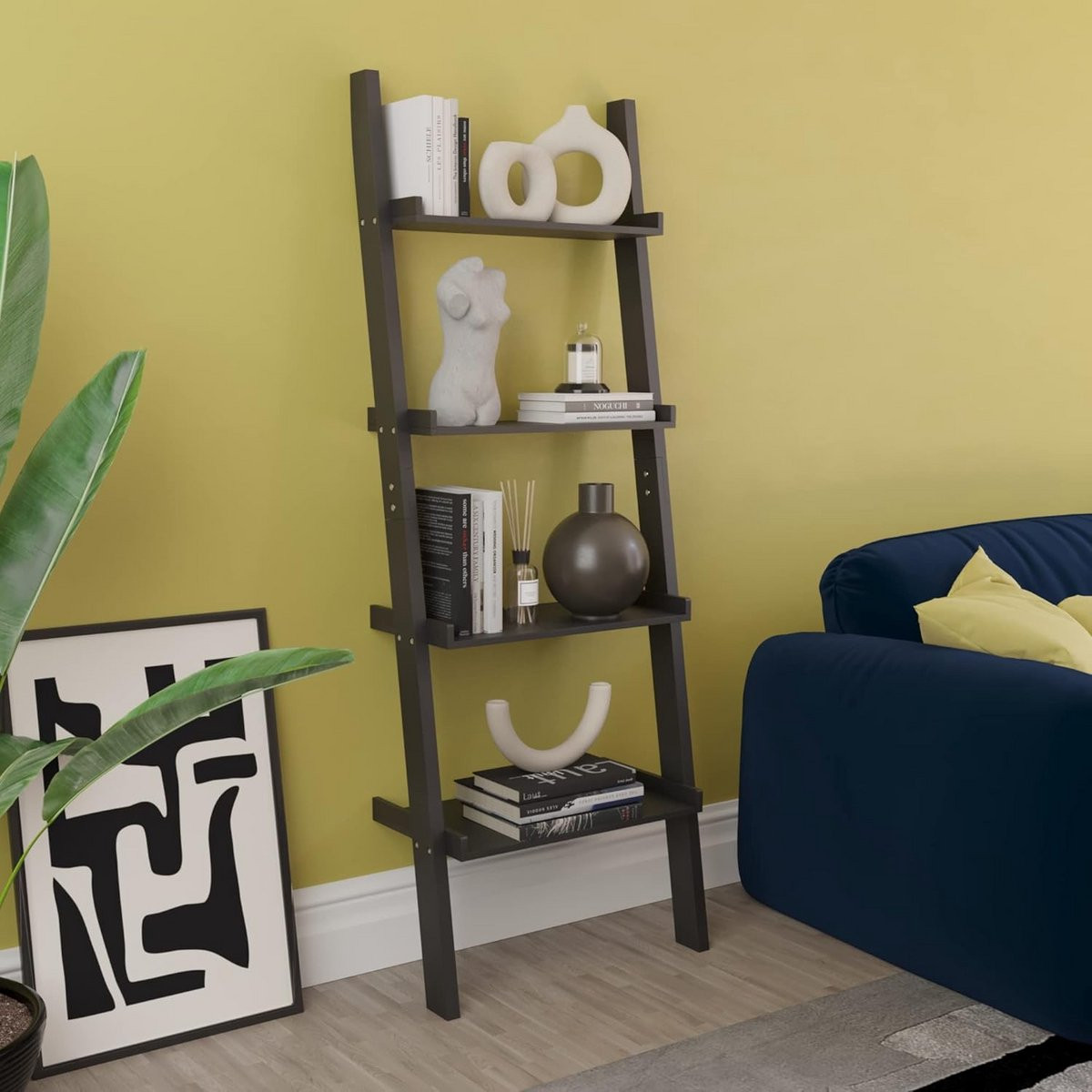 4-laags ladder boekenkast met antislip design voor de woonkamer, keuken, werkkamer, slaapkamer of badkamer
