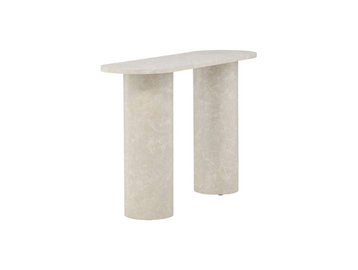 Ovale Design Konsole „Narvik“ 130 x 80 cm, Marmoroptik Beige Beige marmoriert VE DESIGN