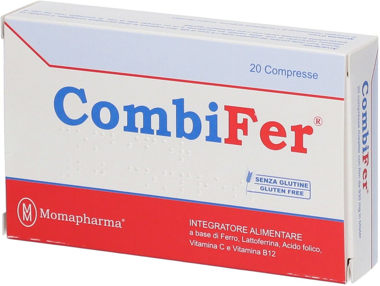 MOMACARE PHARMA Srl Momapharma Combifer Integratore Alimentare di Ferro 20 Compresse – Ferro, Lattoferrina, Vitamine B12 e C