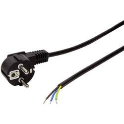 LogiLink Strom Anschlusskabel [1x Schutzkontakt-Winkelstecker - 1x offene Kabelenden] 1.50 m Schwarz CP135