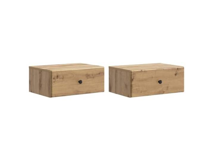 hliofuir 2er Set Nachttisch Wandmontiert Artisan-Eiche 49x34,5x20 cm Platzsparende Schweberegale fürs Schlafzimmer aus Holzwerkstoff mit Schublade und Ablage für praktische Aufbewahrung.