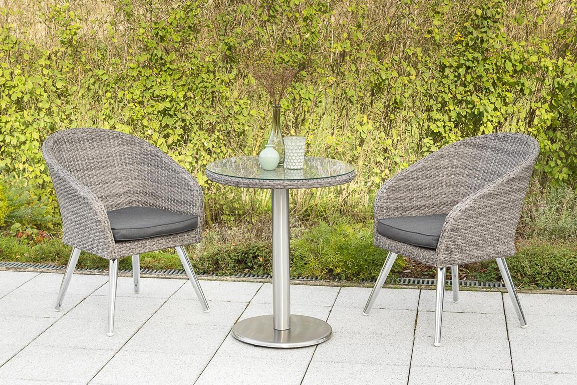 MERXXHANDELS Boulevard Set 3tlg 2 Sessel 1 Tisch Ø65cm Stahl/Kunststoff 16909054