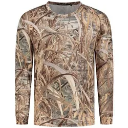 Stealth Gear, Herren, Funktionsunterhose, T-Shirt Langarm Camo Schilf Print Grösse L (L), Grün