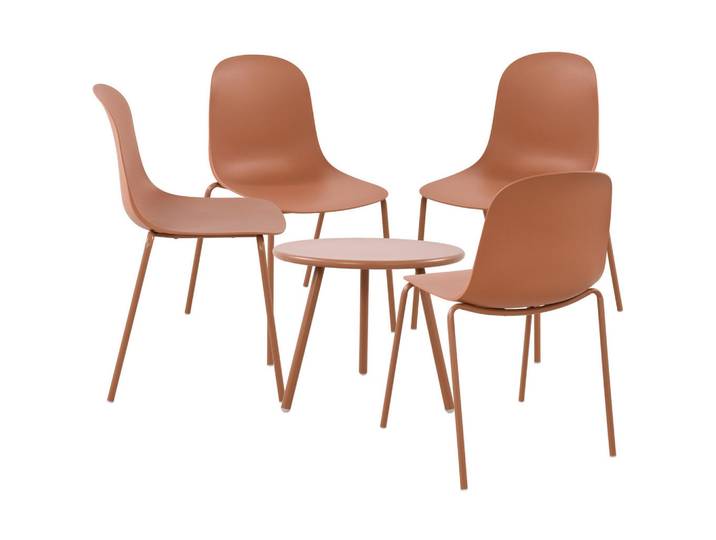 CLP Gartensitzgruppe Kunststoff Terracotta, 5-teilig, Gartenmöbel, Gartengarnituren, Gartenmöbel-Sets