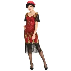 buttinette Paillettenkleid "20er", rot-gold