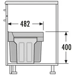 Hailo Einbauabfallsammler, Terzett, 3666841,KB 300, 30l, KF, hellgrau, Abfalleimer, Silber, Grau