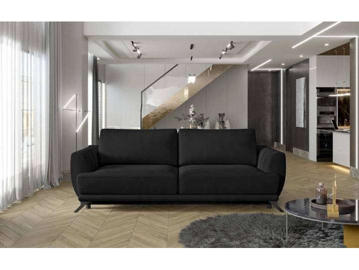 Designer Sofa Megan mit Schlaffunktion und Stauraum - Schwarz - Luxusbetten24