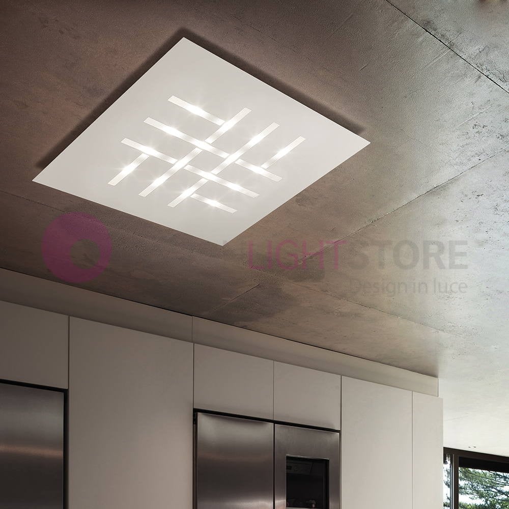 Pattern Plafoniera Led Moderna Quadrata Design Ultrasottile L. 60