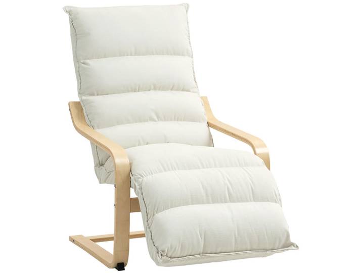 Homcom Lounge-Sessel Polyester Birkenlaminat Cremeweiß, Holz, Füllung: Schaumstoff, 67x105x114 cm, Wohnzimmer, Sessel, Relaxsessel