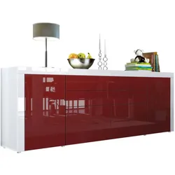 SIDEBOARD La Paz Bordeaux Hochglanz / Weiß Hochglanz