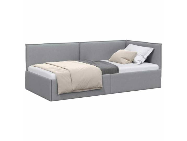 Gris clair Cadre de lit d'angle Gris clair 90x190 cm tissu - Structure de lit LV115444